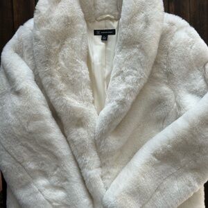 Luxurious White Faux Fur Coat